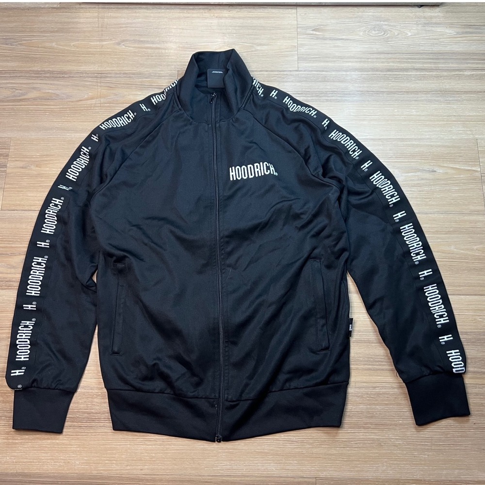Hoodrich Mens Track Jacket Logo Sleeve Tape Black Medium